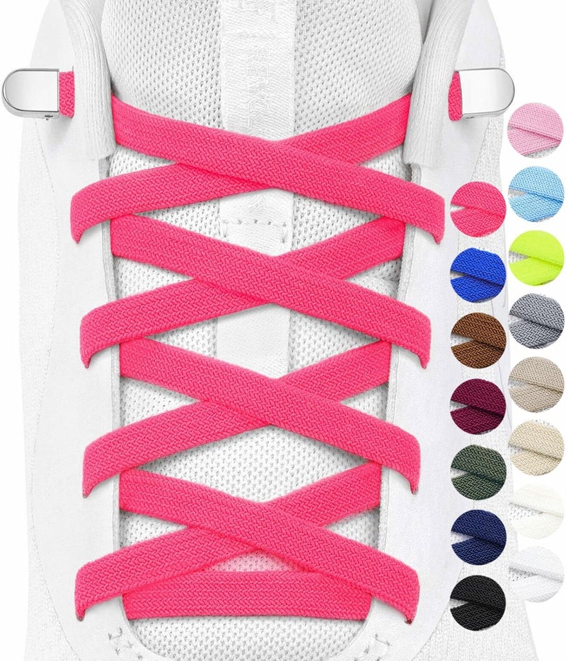 Stepace 2 Pairs Elastic No Tie Shoe Laces for Kids and Adults Sneakers, Stretch Flat Tieless Shoestrings - Image 1